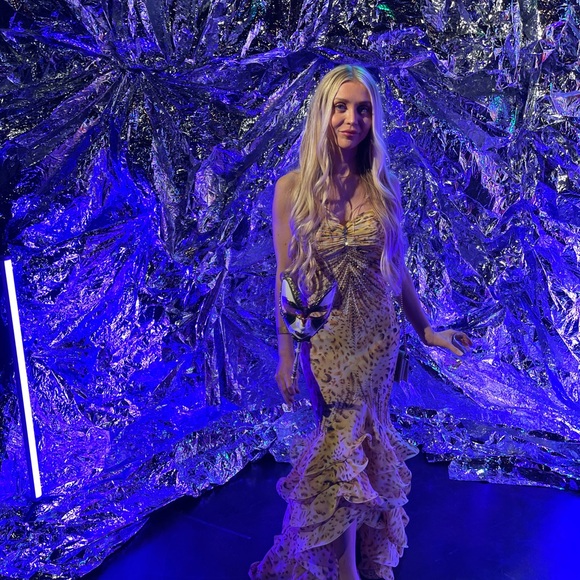 Yellow Evening Dress Gown beaded Roberto cavalli vibes Y2K mermaid style - Picture 7 of 16